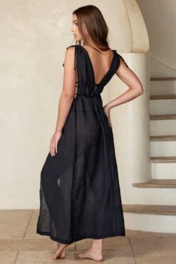 Mallorca Dress - Black Crinkle Linen -Sunny Tide Shop 2 ff3431bc f54d 45ec a681 99548707732d