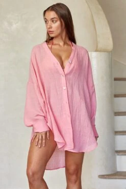 Barcelona Tunic - Guava Crinkle Linen -Sunny Tide Shop 4 53b28e9f aec7 430d bc07 d2a162664ca0