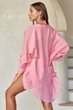 Barcelona Tunic - Guava Crinkle Linen -Sunny Tide Shop 5 6c7ff151 a1be 4a80 8b02 7a6bc2e49432