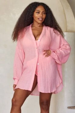 Barcelona Tunic - Guava Crinkle Linen -Sunny Tide Shop 8 b25b69a2 b59f 468c 9024 84dd8cfe1e57