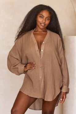 Barcelona Tunic - Husk Crinkle Linen 18 Barcelona Tunic - Husk Crinkle Linen -Sunny Tide Shop Barcelona Tunic Husk Crinkle Linen 1