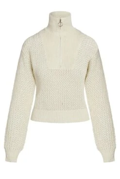 Sunny Tide Shop -Sunny Tide Shop LISBON QUARTER ZIP IVORY PETIT CROCHET