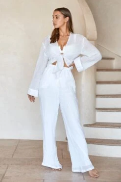 Tahiti Pant - White Crinkle Linen 14 Tahiti Pant - White Crinkle Linen -Sunny Tide Shop MondaySwim MP 2722 Edits