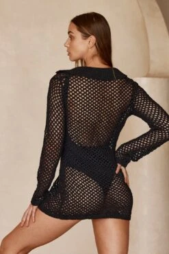 Newport Dress - Black Crochet -Sunny Tide Shop Newport Dress Black Crochet 2