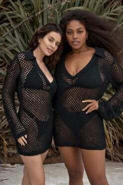 Newport Dress - Black Crochet -Sunny Tide Shop Newport Dress Black Crochet