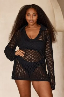 Newport Dress - Black Crochet -Sunny Tide Shop Newport Dress Black Crochet 5