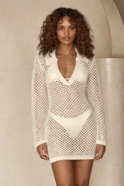 Newport Dress - Ivory Crochet -Sunny Tide Shop Newport Dress Ivory Crochet 6