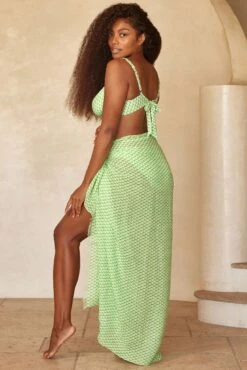 St. Tropez Sarong - Cypress Geo Crinkle Linen -Sunny Tide Shop STSCYPGC