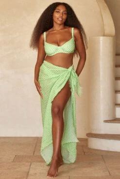 St. Tropez Sarong - Cypress Geo Crinkle Linen -Sunny Tide Shop STSCYPGC3