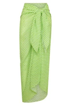 St. Tropez Sarong - Cypress Geo Crinkle Linen