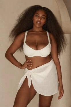 South Beach Sarong - Ivory Crinkle -Sunny Tide Shop South Beach Sarong Ivory 1