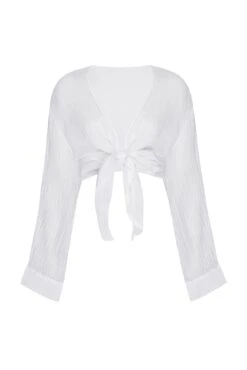 Tahiti Tie Top - White Crinkle Linen